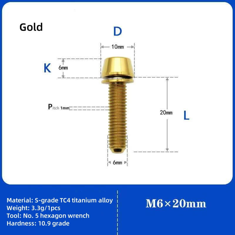 M6 Cone Head Titanium Screw With Gasket