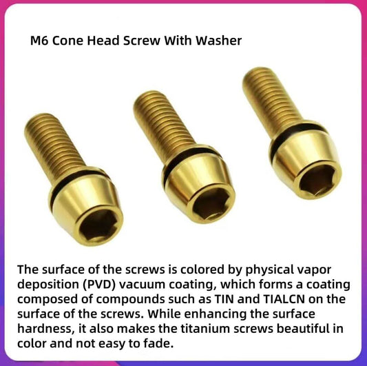 M6 Cone Head Titanium Screw With Gasket