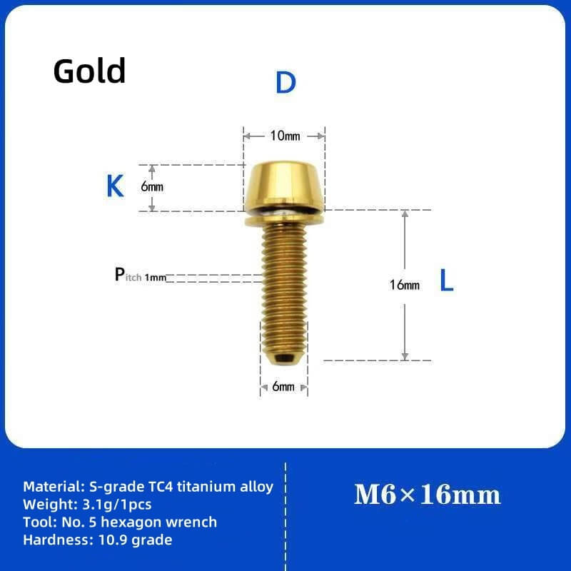 M6 Cone Head Titanium Screw With Gasket
