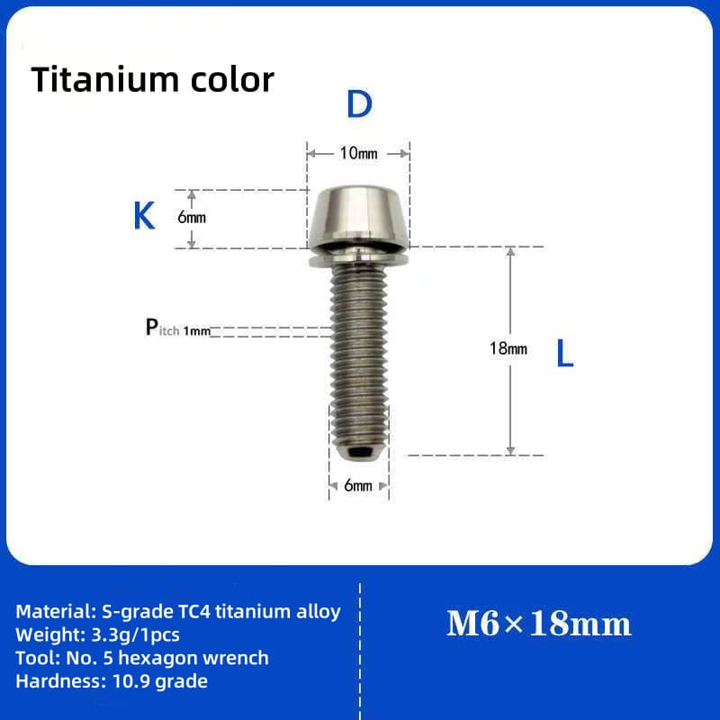 M6 Cone Head Titanium Screw With Gasket