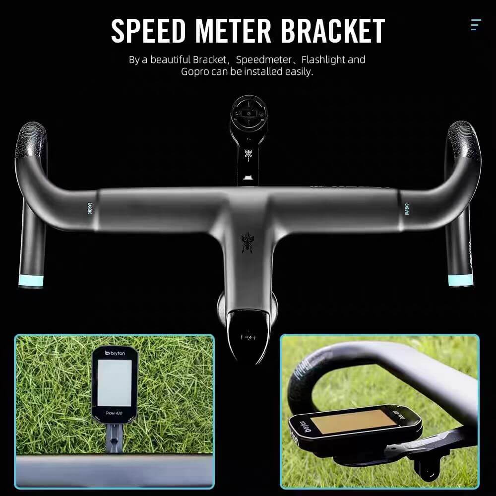 Carbon Fiber Fully-internal Wiring Ultra-light Integrated Drop Handlebar